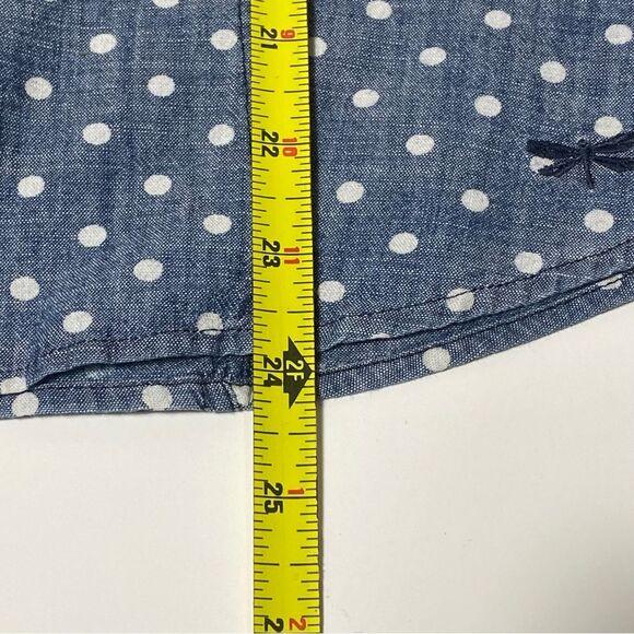 Talbots Blue Chambray White Polka Dot Button Up Top Women's Size 8 - Picture 3 of 14